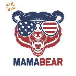 america mama bear svg, independence day svg, 4th of july svg, mama svg, bear svg, bear head svg, patriotic svg, america