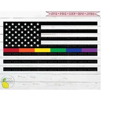 Rainbow Pride svg, Gay Pride svg LGBTQ svg American Flag svg files for Cricut Downloads Silhouette Clip Art