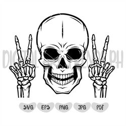 Skeleton Peace Sign, Skeleton Peace Hand, Skeleton Hand Instant Download SVG, PNG, EPS, Pdf, jpg digital download