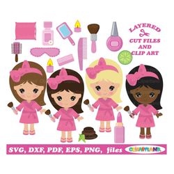 INSTANT Download. Personal and Commercial use is included! Cute spa girls cut files and clip art. S_2.