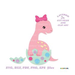 INSTANT Download. Baby dino girl svg cut file and clip art. Bdg_24. Personal and commercial use.