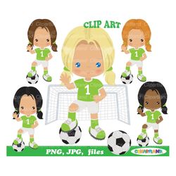 INSTANT Download. Personal and Commercial use included! Soccer player girl clip art. Cg_10.
