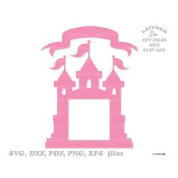 INSTANT Download. Cute photo frame in shape of castle svg cut file and clip art. Personal and commercial use. C_1.