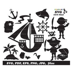 INSTANT Download. Pirate boy silhouette cut files. Cps_1. Personal and commercial use.