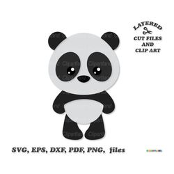 INSTANT Download. Cute baby panda bear svg cut files and clip art. Personal and commercial use. P_11.