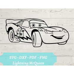 Lightning McQueen SVG Laser Cut File, Cars Lightning McQueen Download Digital File - svg, dxf, pdf, and png