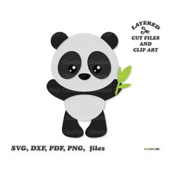 INSTANT Download. Cute baby panda bear svg cut files and clip art. Personal and commercial use. P_11.