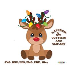 INSTANT Download. Cute Christmas reindeer  svg cut files and clip art. Personal and commercial use. R_25.