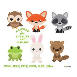 INSTANT Download. Cute little forest friends cut files and clip art. Commercial license is included! F_43.