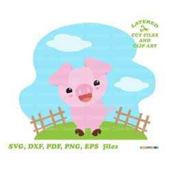 INSTANT Download. Cute little pig svg cut file and clip art. Personal and commercial use. P_27.