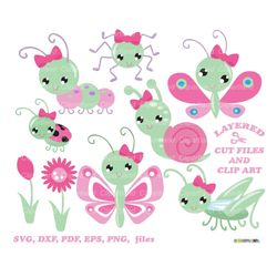 INSTANT Download.  Cute girly insect svg cut file and clip art. I_3.