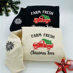 EMBROIDERED Farm Fresh Christmas Tree Sweatshirt, Christmas Tshirt, Christmas Gifts for Family