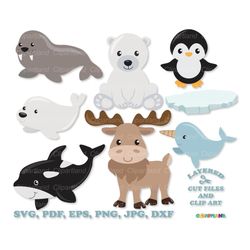 INSTANT Download. Cute arctic animals svg cut file and clip art. A_2. Personal and commercial use.