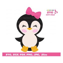 INSTANT Download. Penguin girl layered svg cut file and clip art. Pg_3. Personal and commercial use.