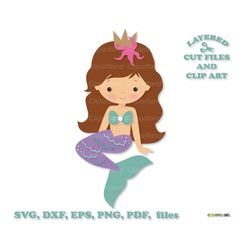 INSTANT Download. Cute sitting mermaid clip art. Svg cut files.  Personal and commercial use. M_1.