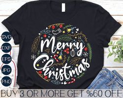 Merry Christmas SVG, Merry Christmas PNG, Round Christmas Sign SVG, Christmas Shirt Svg, Svg Files for Cricut, Sublimati