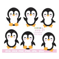 INSTANT Download. Personal and commercial use is included! Cute penguin girl svg, dxf cut files and clip art. Pg_5.