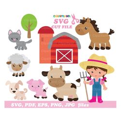 INSTANT Download. Farm girl layered svg cut files. F_16. Personal and commercial use.