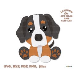 INSTANT Download. Cute sitting bernese puppy dog svg cut file and clip art. Personal and commercial use. B_1.
