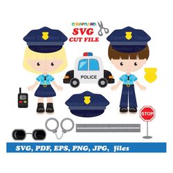 INSTANT Download. Cute police clip art. Svg cut files. Svg_Cut_Police_1. Personal and commercial use.