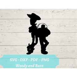 Woody and Buzz Laser Cut File, Toys Woody and Lightyear Silhouette Download Digital File - svg, dxf, pdf, and png