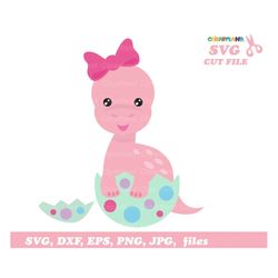 INSTANT Download. Dino baby girl svg cut file and clip art. D_35. Personal and commercial use.