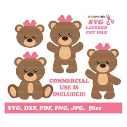 INSTANT Download. Commercial use included! Cute girly bear cut file and clip art. Bg_11. Personal and commercial use.