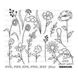 INSTANT Download. Commercial license is included up to 500 uses! Wild flowers cut files and clip art. Wf_1.