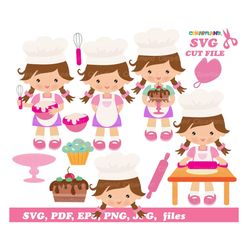 INSTANT Download. Baking girl svg cut files. B_1. Personal and commercial use.