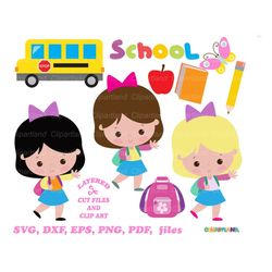 INSTANT Download. Cute student girtl svg cut file and clip art. Commercial license is included up to 500 uses!  Sg_2.