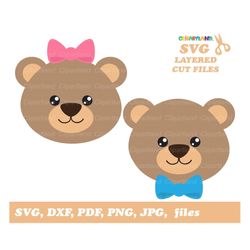 INSTANT Download. Cute teddy bear face svg cut file and clip art. B_8. Personal and commercial use.