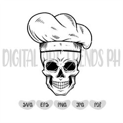 Chef Skull Svg | Master Chef Svg | Chef Svg | Chef Skull Clipart | Chef Clipart | Grill Master Svg |Chef Skull Shirt| Ch