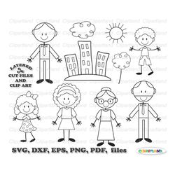 INSTANT Download. Cute stick figure family svg cut file and clip art. Commercial license is included ! Sf_6.