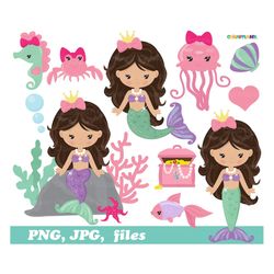 INSTANT Download. Mermaids clip art. Cm_113. Personal and commercial use.