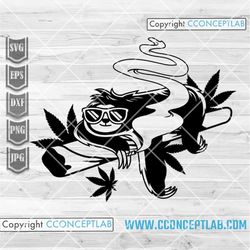 Sloth Weed High svg | Rasta Animal Clipart | Dope 420 Shirt png | Smoking Joint dxf | Cannabis Zoo Crew Cutfile| Marijua
