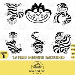 Bundle Cheshire Cat SVG, Alice in Wonderland SVG, Vacay Mode Svg, Family Trip Svg Family Vacation Svg, Files for Cricut,