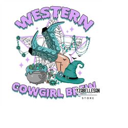 Western Cowgirl Brew png, Halloween Witches Western Halloween Png, Halloween Witches png, Skeleton Png, Sublimation Png