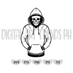 Skull with Hoodie SVG, Skull with Hooded Sweatshirt SVG, Skull svg, Hooded Sweater Cap SVG, SKull Hoodie Cut File, Pdf,