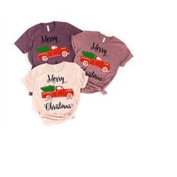 Christmas Red Vintage Truck Shirt, Christmas T-shirt, Christmas Family Shirt, Red Truck Shirt, Christmas Gift, Holiday G
