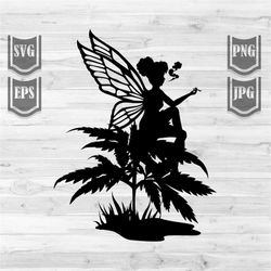 Cannabis Fairy Smoking Joint Svg file || Marijuana Fairy Svg || Fairy Smoking Weed Svg || Smoking Cannabis || Weed Fairy