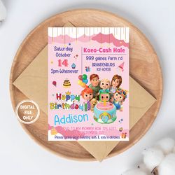 Personalized File Custom Cocomelon Invitation Png, Baby Birthday Invitation Png, Kid Party Digital Invite Template PNG