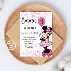 Personalized File Minnie Mouse Invitation Minnie Cute Invite Digital Oh-Toodles Invite PNG File Only