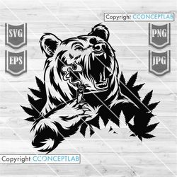 grizzly bear smoking joint svg || bear smoking weed || weed animal svg || weed svg || bear cannabis svg || smoking joint