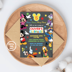 Personalized File Clubhouse Birthday Invitation, Mickey Invitation, Clubhouse Invitation, Mickey Invite, Clubhouse