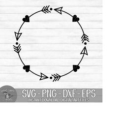 Heart & Arrow Wreath - Instant Digital Download - svg, png, dxf, and eps files included!
