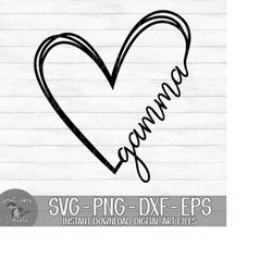 Gamma Heart - Instant Digital Download - svg, png, dxf, and eps files included! Gift Idea, Mother's Day, Hand Drawn Hear