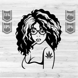 Curly Afro Smoking Joint svg | Smoking Weed svg | Rasta svg | 420 svg | Cannabis svg | Marijuana svg | Weed Shirt svg| W