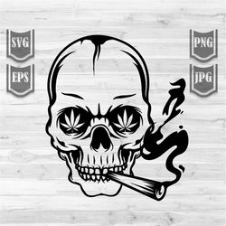 Skull Smoking weed Svg || Skull Svg || Skull Smoking joint Svg || Skull Smoking clipart || Skull illustration
