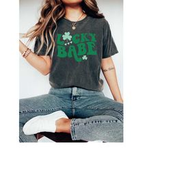 Retro St Patty's Day Comfort Colors Shirt, Lucky Babe Shirt, Vintage St Patrick's Day Shirt, Day Drinking Shirt, Retro S