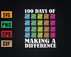 100 Days Of Making A Difference, Kids School Teachers Svg, Eps, Png, Dxf, Digital Download